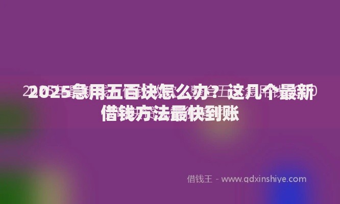 2025急用五百块怎么办？这几个最新借钱方法最快到账