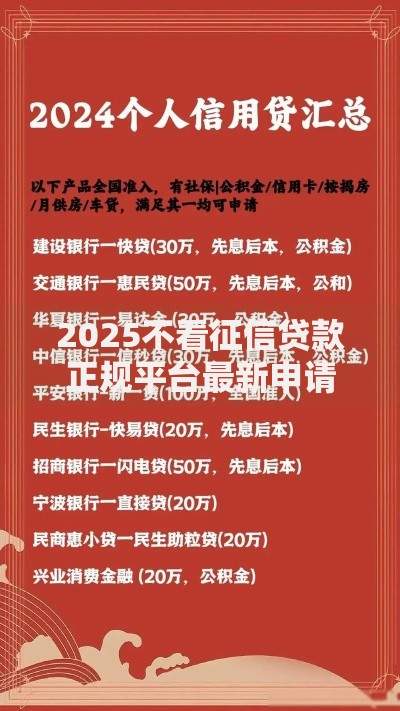 2025不看征信贷款正规平台最新申请渠道和热门攻略