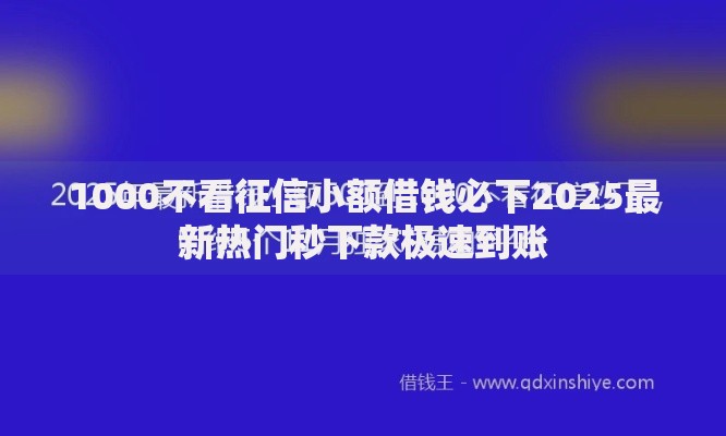 1000不看征信小额借钱必下2025最新热门秒下款极速到账