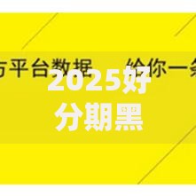2025好分期黑户秒下款新渠道：资质差也能批的极速放款平台