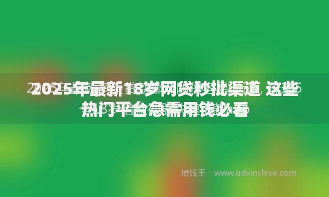 2025年最新18岁网贷秒批渠道 这些热门平台急需用钱必看