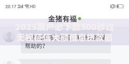 2025黑户必下款500秒过无视征信大额低息贷款最新秒批通道