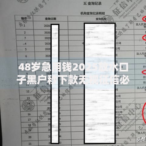 48岁急用钱2025放水口子黑户秒下款无视征信必下款