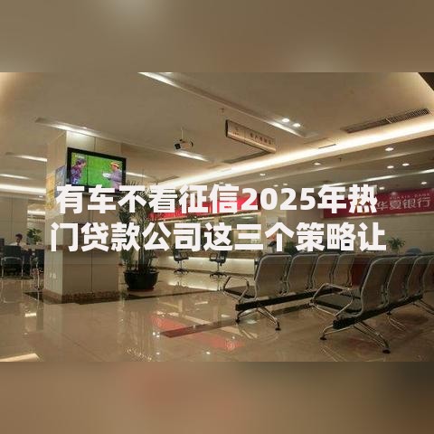 有车不看征信2025年热门贷款公司这三个策略让你轻松下款