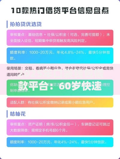 2025年口袋钱包借款平台：60岁快速下款热门渠道推荐