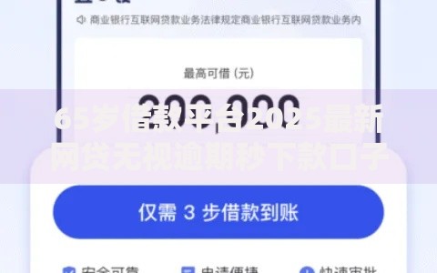 65岁借款平台2025最新网贷无视逾期秒下款口子