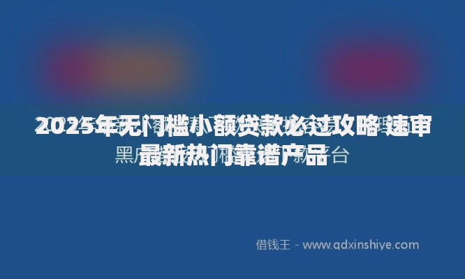 2025年无门槛小额贷款必过攻略 速审最新热门靠谱产品