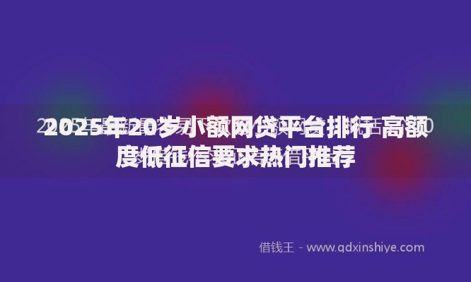 2025年20岁小额网贷平台排行 高额度低征信要求热门推荐