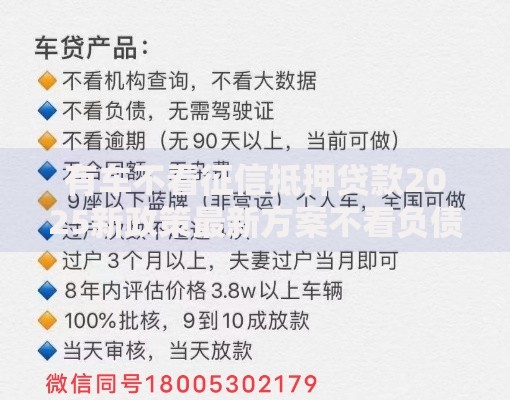 有车不看征信抵押贷款2025新政策最新方案不看负债速批