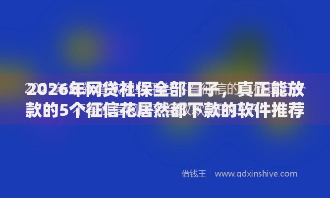 2026年网贷社保全部口子，真正能放款的5个征信花居然都下款的软件推荐