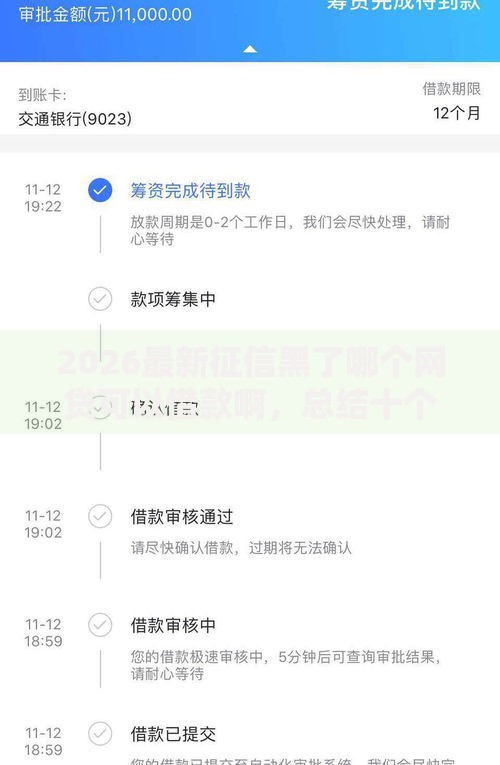 2026最新征信黑了哪个网贷可以借款啊，总结十个所有网贷平台！