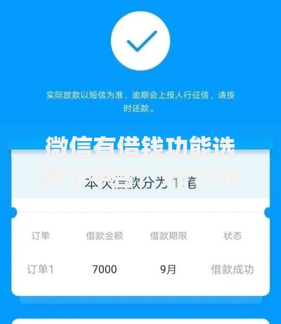 微信有借钱功能选哪个平台？7个1000口子秒下推荐