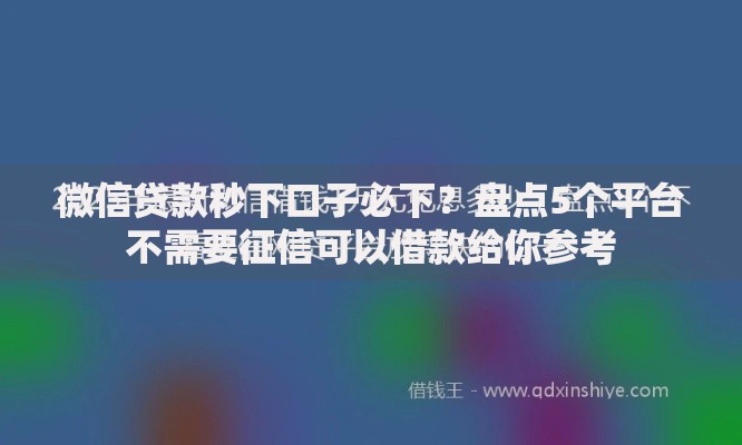 微信贷款秒下口子必下？盘点5个平台不需要征信可以借款给你参考