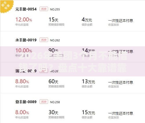 2026年美团3个月不能借钱了吗？盘点十大靠谱靠谱的小额贷款平台
