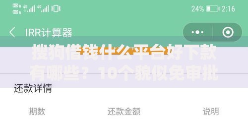 搜狗借钱什么平台好下款有哪些？10个貌似免审批、黑户平台能借款合集