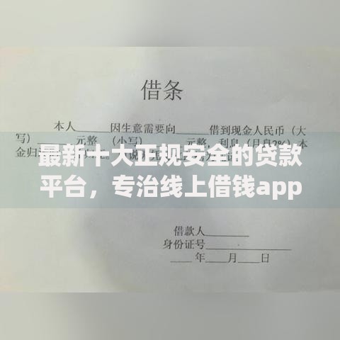 最新十大正规安全的贷款平台，专治线上借钱app
