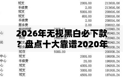 2026年无视黑白必下款？盘点十大靠谱2020年12月好下款的口子