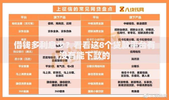 借钱多利息少？看看这8个贷款平台有没有能下款的