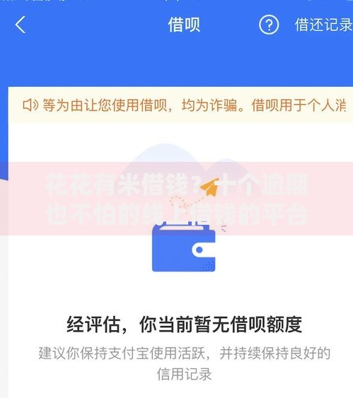 花花有米借钱？十个逾期也不怕的线上借钱的平台100%能借到