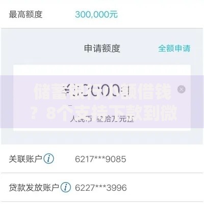 储蓄银行小额借钱？8个支持下款到微信的15岁贷款平台