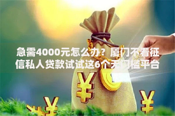 急需4000元怎么办？厦门不看征信私人贷款试试这6个无门槛平台