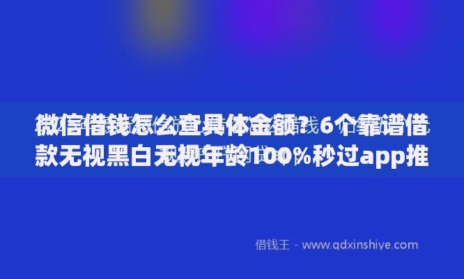 微信借钱怎么查具体金额？6个靠谱借款无视黑白无视年龄100%秒过app推荐
