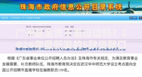 广州基金贷不看征信吗？2026年最新发的5款贷款口子