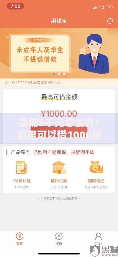 急需5千元怎么办？哪里可以借1000块钱不用审核的试试这6个无门槛平台