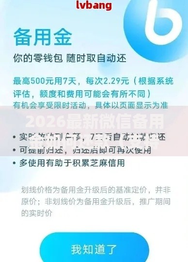 2026最新微信备用金如何还款（支持支付宝），7个100%可以借钱的平台无私分享