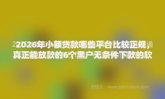 2026年小额贷款哪些平台比较正规，真正能放款的6个黑户无条件下款的软件推荐