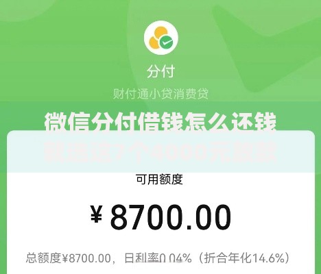 微信分付借钱怎么还钱就选这7个4000元放款新口子