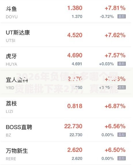 2026年负债太多哪个网贷能批下来2万，真正能放款的9个什么口子黑户可以下款推荐