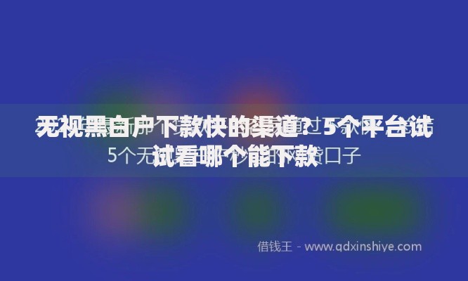 无视黑白户下款快的渠道?5个平台试试看哪个能下款 无视黑白户下款快的渠道?5个平台试试看哪个能下款