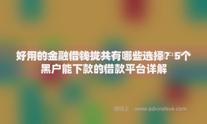 好用的金融借钱拢共有哪些选择?5个黑户能下款的借款平台详解 好用的金融借钱拢共有哪些选择?5个黑户能下款的借款平台详解