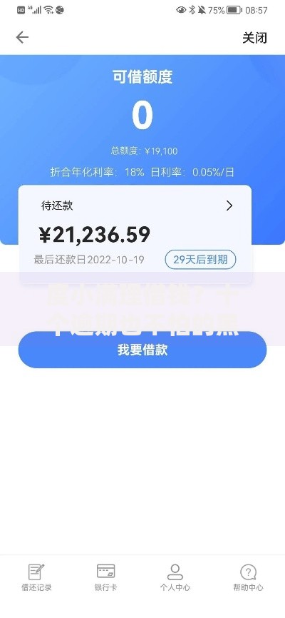 度小满理借钱？十个逾期也不怕的黑户成功获取大额贷款的软件