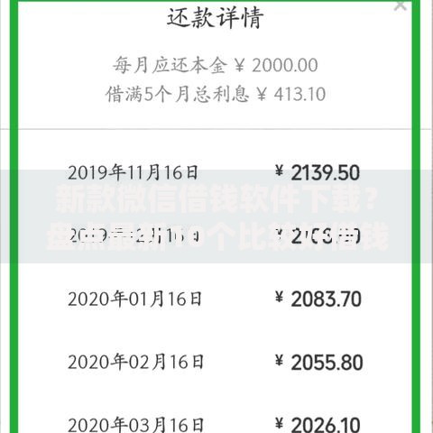 新款微信借钱软件下载？盘点最新10个比较好借钱的平台