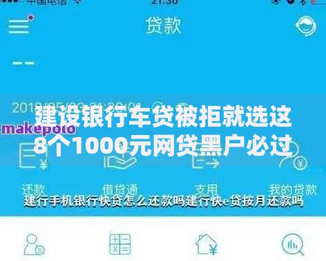 建设银行车贷被拒就选这8个1000元网贷黑户必过软件