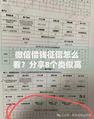 微信借钱征信怎么看？分享8个类似高炮口子的平台