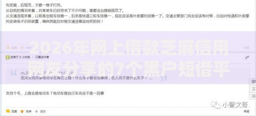 2026年网上借款芝麻信用网友分享的7个黑户短借平台,秒下款还可靠我觉得不错！