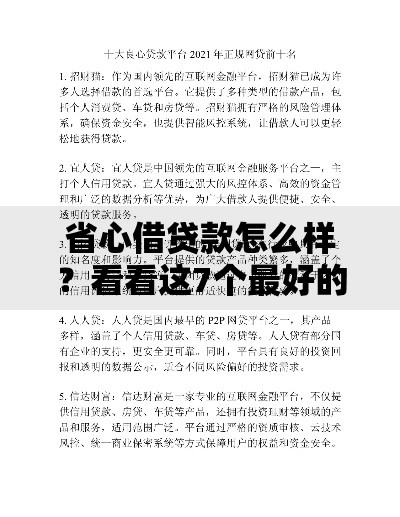 省心借贷款怎么样？看看这7个最好的网贷平台怎么样