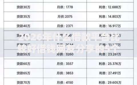 2026年什么借款平台比较好借钱网友分享的5个贷款代理平台我觉得不错！