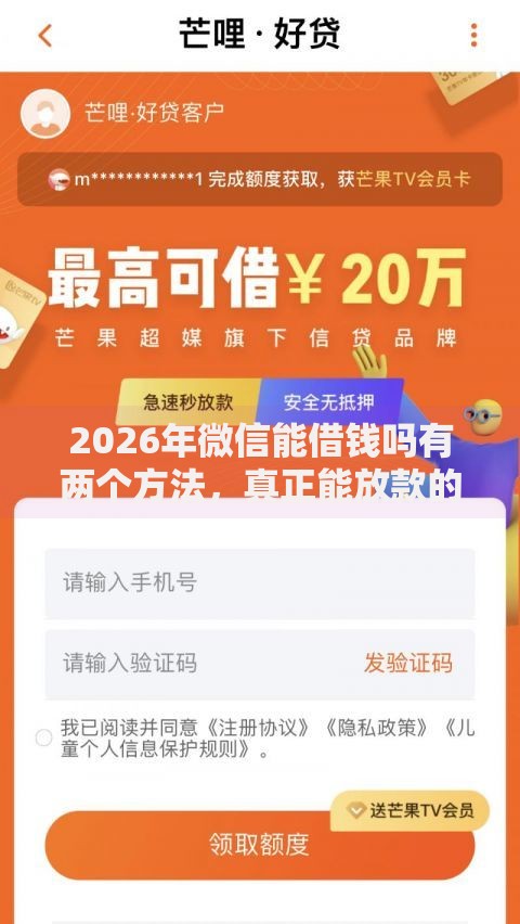 2026年微信能借钱吗有两个方法，真正能放款的6个贷款平台投诉电话推荐