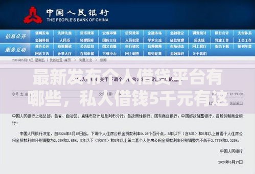最新发布个人借贷平台有哪些，私人借钱5千元有这7个渠道