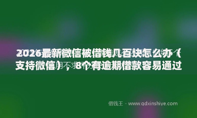 2026最新微信被借钱几百块怎么办（支持微信），8个有逾期借款容易通过的软件无私分享