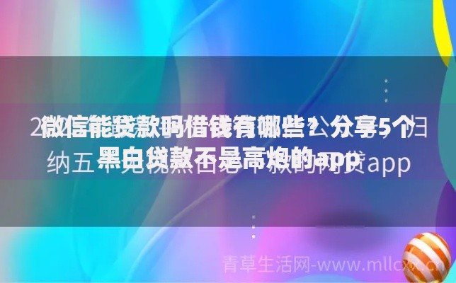 微信能贷款吗借钱有哪些？分享5个黑白贷款不是高炮的app