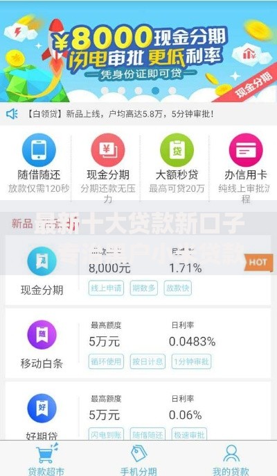 最新十大贷款新口子，专治黑户小米贷款app