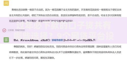 过年必下款的口子拢共有哪些选择？9个网贷平台投诉举报电话详解
