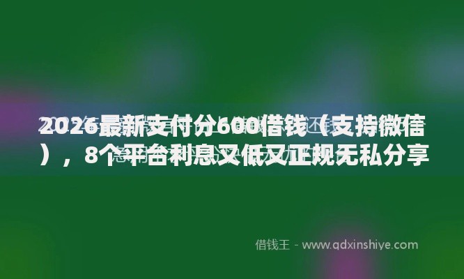 2026最新支付分600借钱（支持微信），8个平台利息又低又正规无私分享