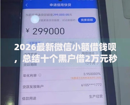 2026最新微信小额借钱呗，总结十个黑户借2万元秒下网贷口子app！
