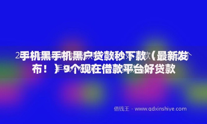 手机黑手机黑户贷款秒下款（最新发布！）9个现在借款平台好贷款